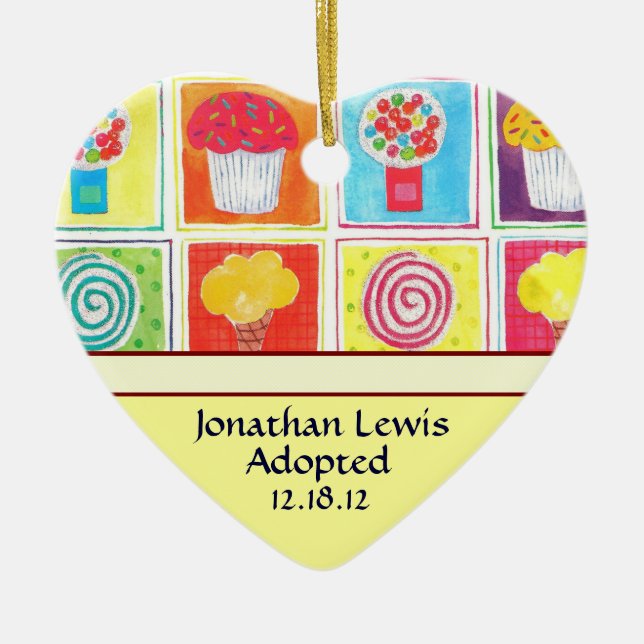 Candy Sweets Adoption Announcement Ornament (Front)