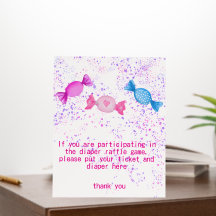 Candy Sweets Baby Shower Diaper Raffle Game Sign
