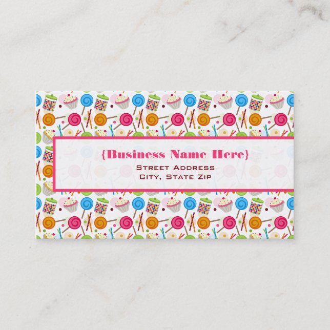 Candy & Sweets Pattern Business Card (Front)