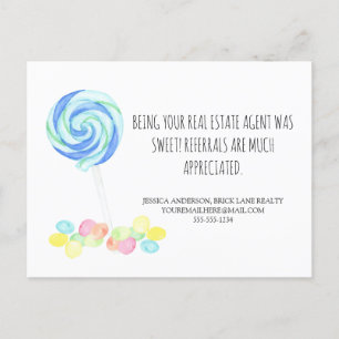 Candy Sweets Real Estate Referrals Postcard