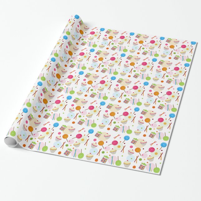 Candy & Sweets Theme Wrapping Paper (Unrolled)