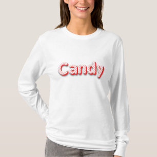 Candy Text Logo With Striped Red And White T-Shirt