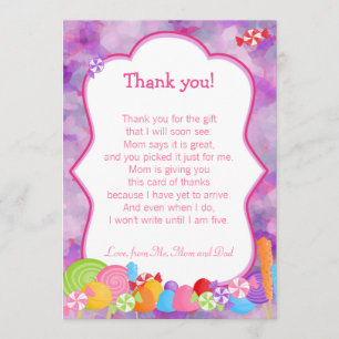 Candy Thank You Card Purple Pink