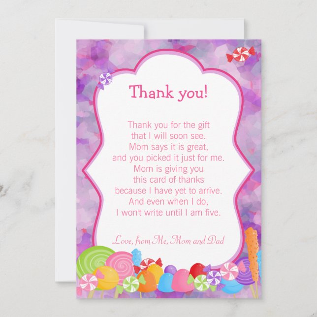 Candy Thank You Card Purple Pink (Front)