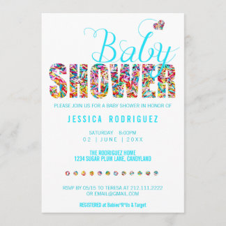 Candy Theme Baby Shower Party It's a Boy Invitation
