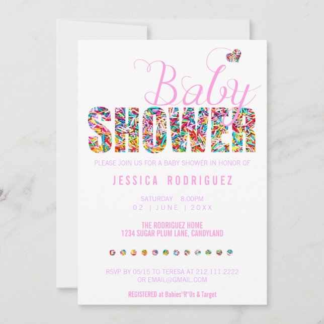 Candy Theme Baby Shower Party It's a Girl Invitation (Front)
