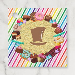 Candy theme, chocolate, food, doughnuts, rainbow p favour tags