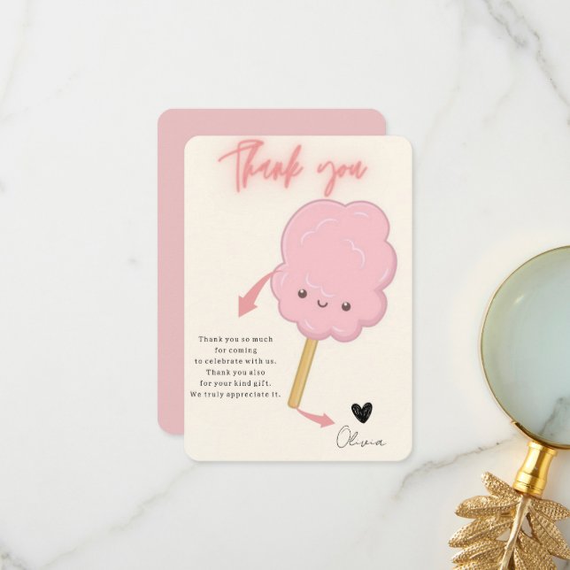 Candy theme girl birthday thank you card (Front/Back In Situ)