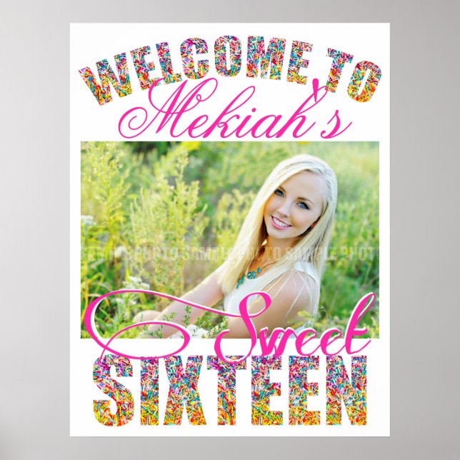 Candy Theme Sweet Sixteen Birthday WELCOME SIGN (Front)
