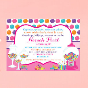 Candy Themed Birthday Party Invitation