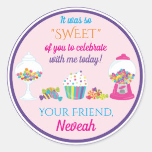 Candy Themed thank you party favour Classic Round Sticker