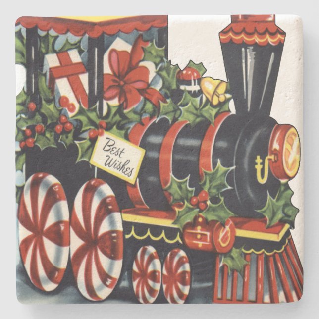 Candy Train Christmas Stone Coaster (Front)
