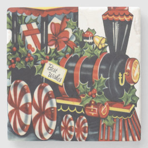 Candy Train Christmas Stone Coaster