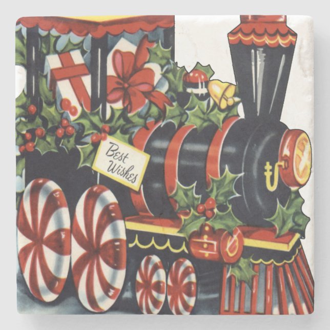 Candy Train Christmas Stone Coaster (Front)