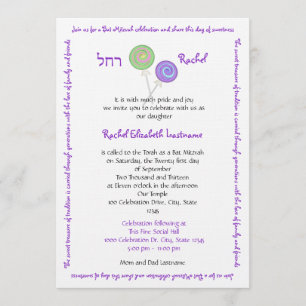 Candy Treasures Bat Mitzvah Invitation