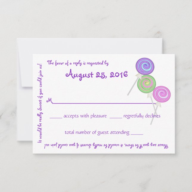 Candy Treasures Message Text Response Card (Front)