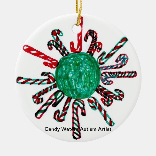 Candy Waters Autism Artist Ceramic Tree Decoration (Front)