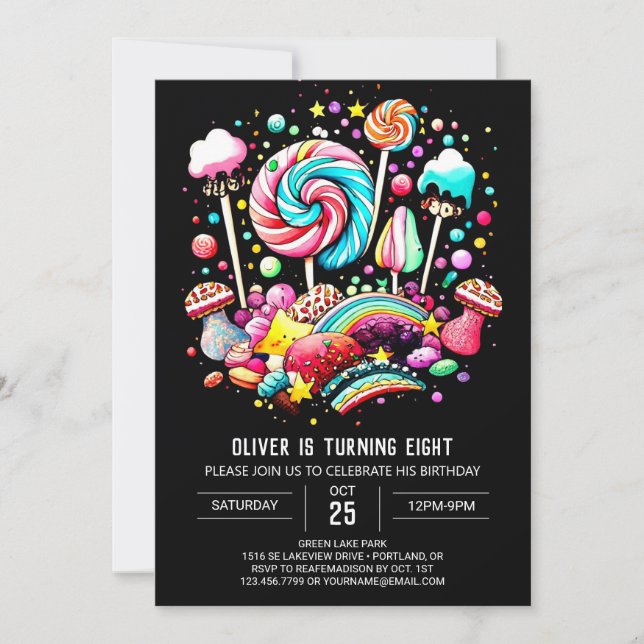 Candy Wonderland Birthday Invitation (Front)