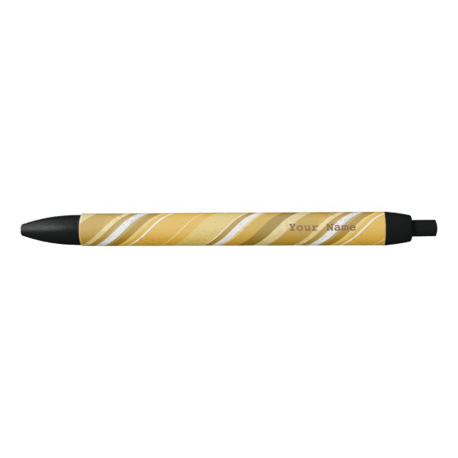 Candy Yellow Stripes Black Ink Pen (Front)