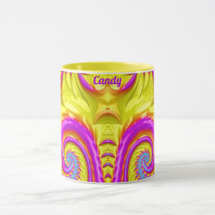 CANDY ~ Zany 3D ~ Purple Pink Blue Yellow Mug
