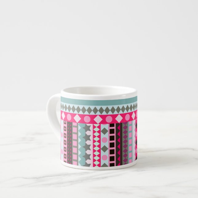 Candy ZigZag Pink and Green Girl's Fun Stripes Espresso Cup (Front Left)