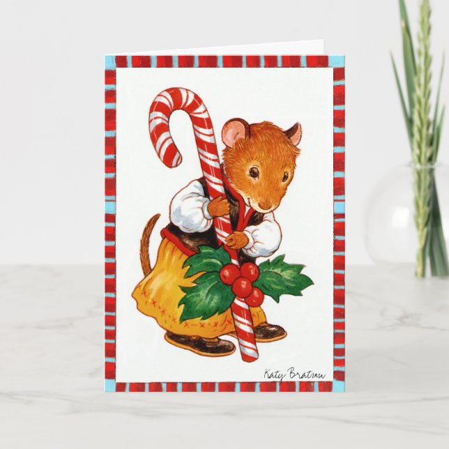 Candycane Mouse Holiday Card (Front)