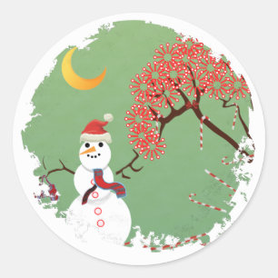 CandyCane Snowman Sticker