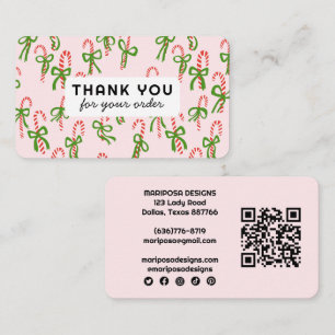 Candycanes Customer Order Thank You QR Code Social Business Card