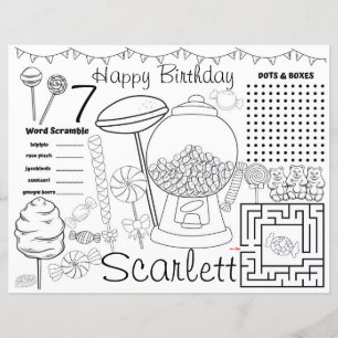 Candyland activity sheets, candyland placemats