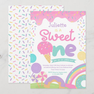 Candyland and Ice Cream 1st Birthday Invitation