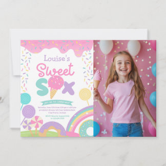 Candyland and Ice Cream, 6th Birthday Invitation