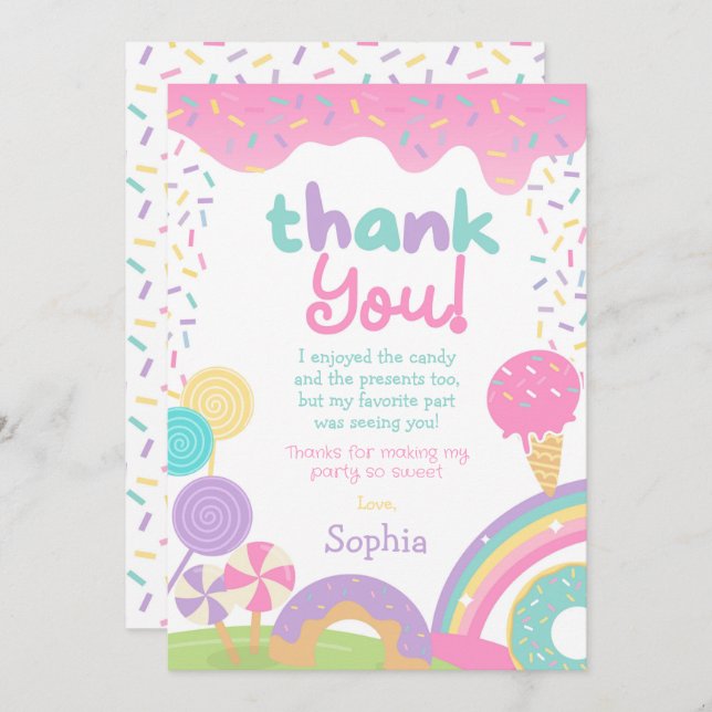Candyland and Ice Cream Fully Customisable Invitation (Front/Back)