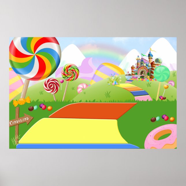 Candyland Backdrop, Candyland Party Backdrop Poster (Front)