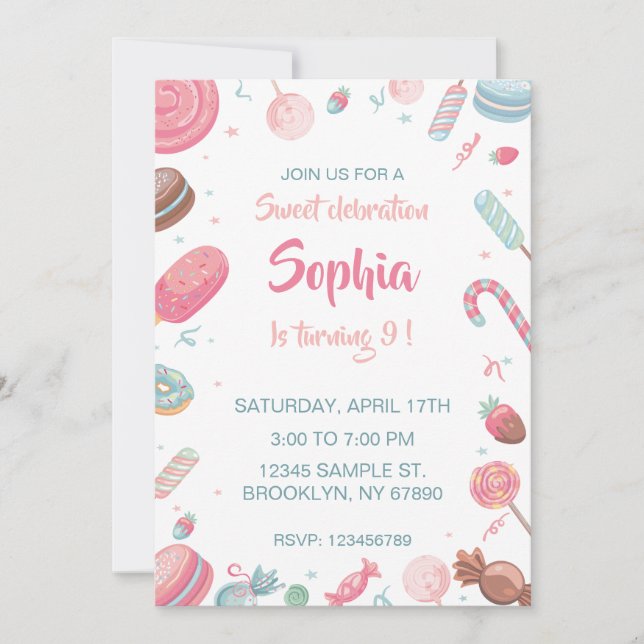  Candyland Birthday Invitation Party Invitation (Front)