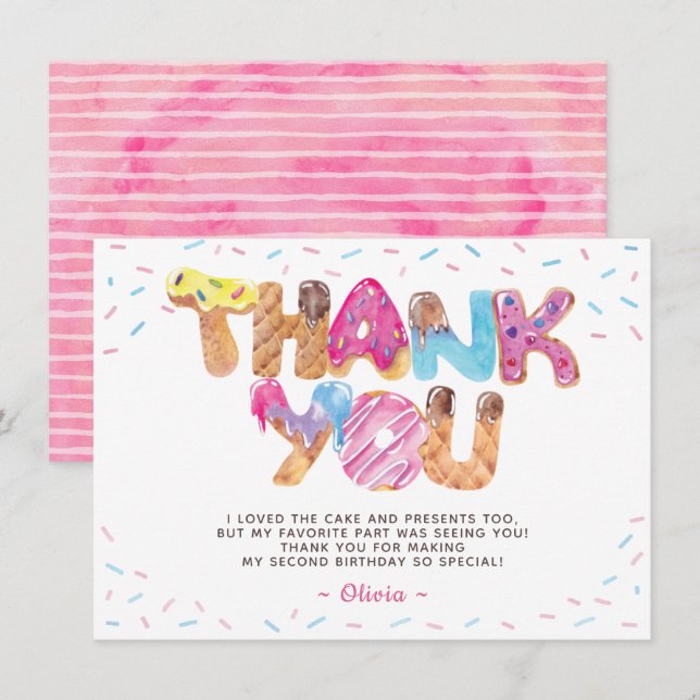 Candyland Birthday Thank You Card (Front/Back)