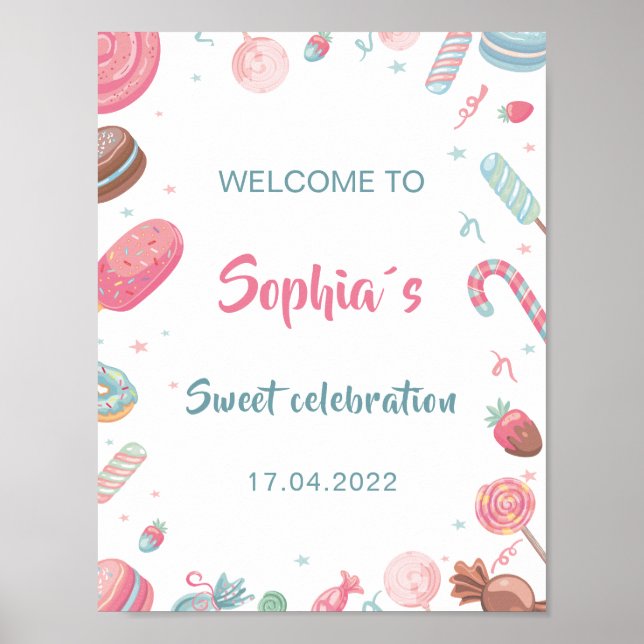 Candyland Birthday Welcome Sign (Front)