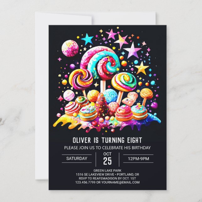 Candyland Bliss Birthday Invitation (Front)