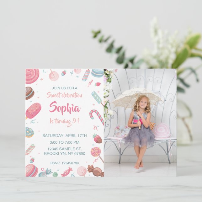 Candyland Candy Land Party Invitation (Standing Front)