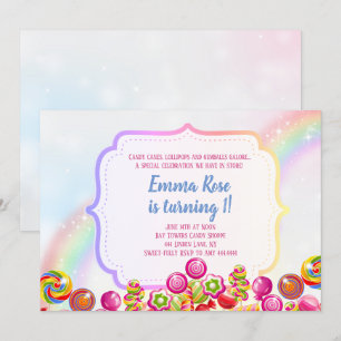 Candyland candy theme birthday party invitation