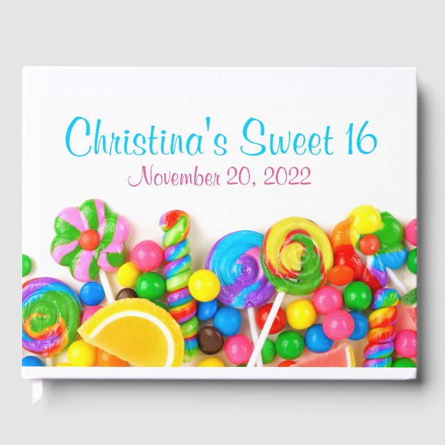 Candyland Candy Theme Sweet 16 Guest Book (Front)