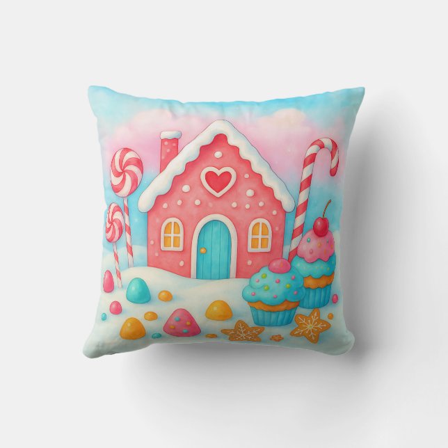 Candyland Christmas Throw Pillow (Back)
