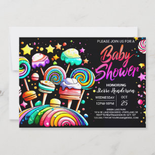 Candyland Colourful Cute Baby Shower Invitation