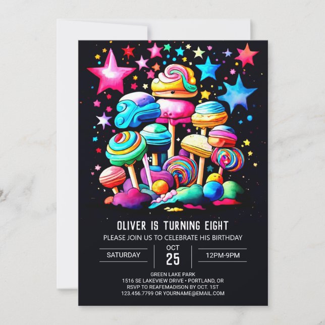 Candyland Editable Birthday Invitation (Front)