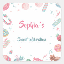 Candyland Editable Stickers Party Favours