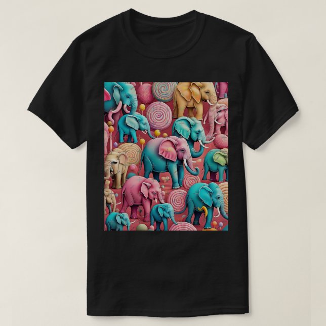 Candyland Elephants 5 T-Shirt (Design Front)