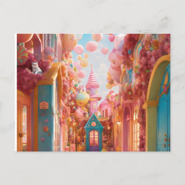 Candyland Extravaganza: Unwrap the Magic with Our  Invitation Postcard (Front)