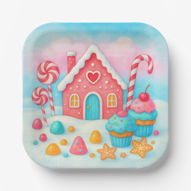 Candyland Holiday Party Paper Plates (Front)