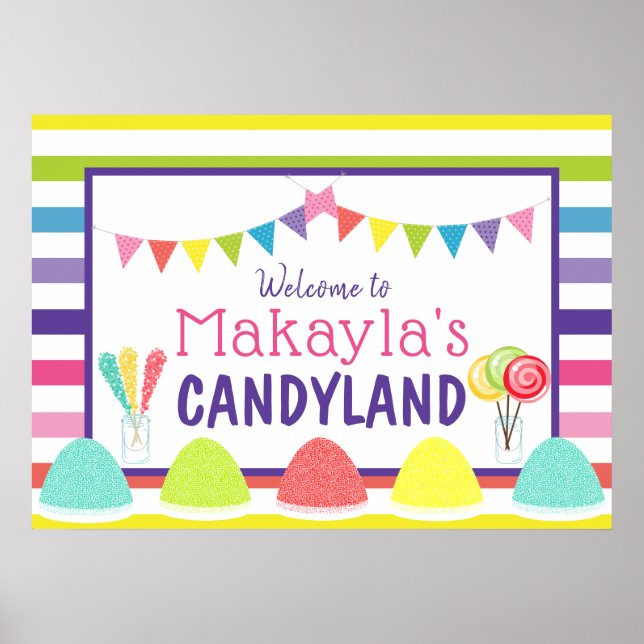Candyland Lollipop Gumdrop Banner Birthday Party Poster (Front)