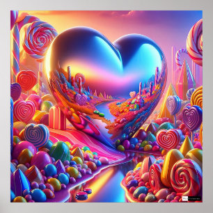 Candyland Pinball Heart Poster