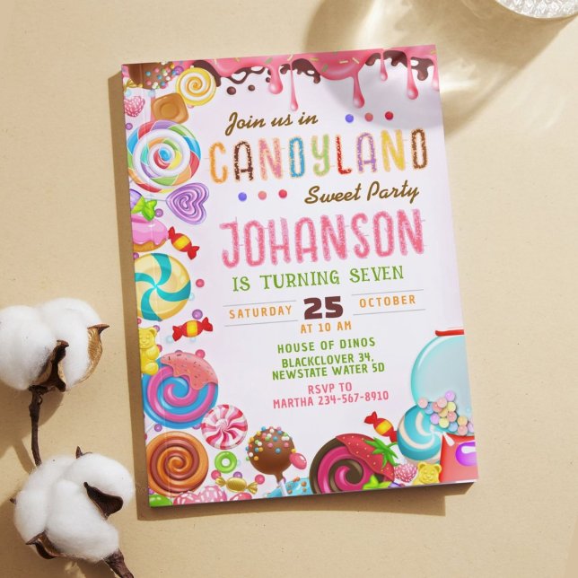 Candyland Sweet Birthday Party Invitation (Candyland Sweet Birthday Party Invitation)